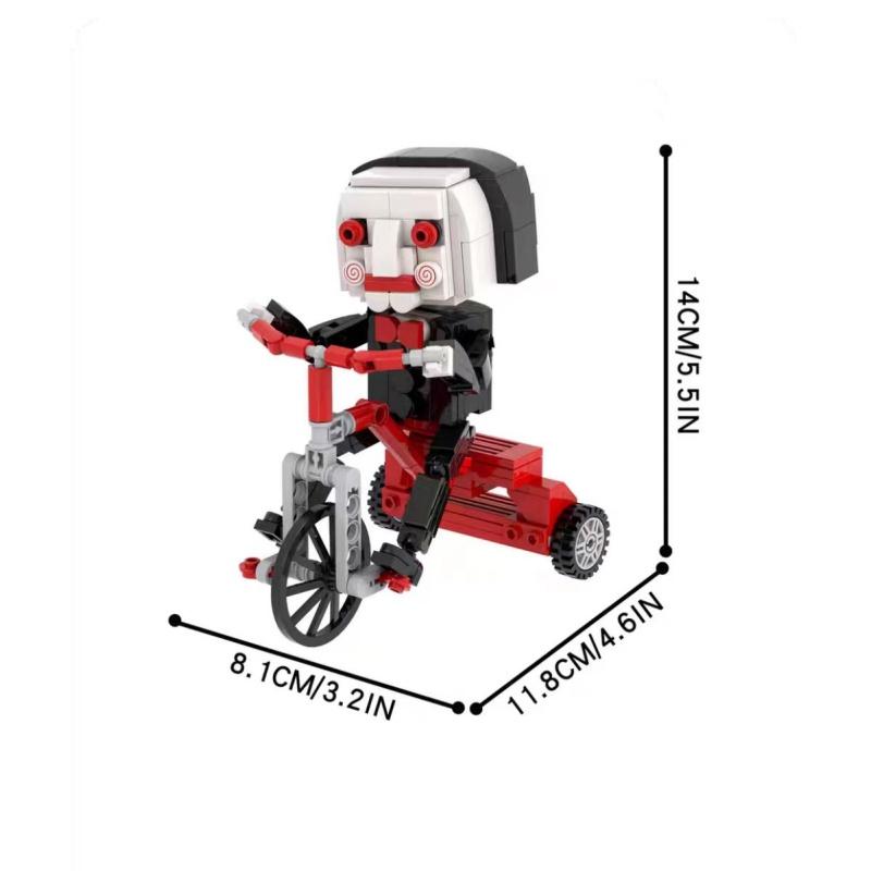 MOC motorsåg läskig docka Billy docka byggklossar skräckfilm mördare actionfigur pussel display dekor leksak för barn