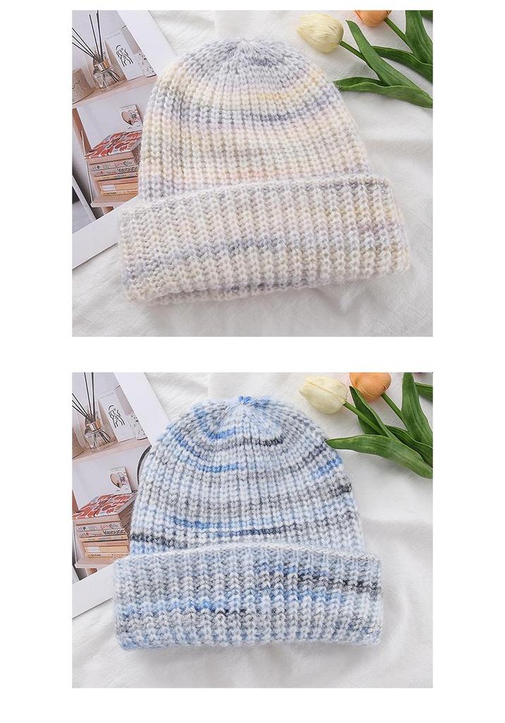 Women's Gradient Knit Wool Beanie - Autumn/Winter Warm Ear Protection, Stylish and Versatile for European and American Fashion