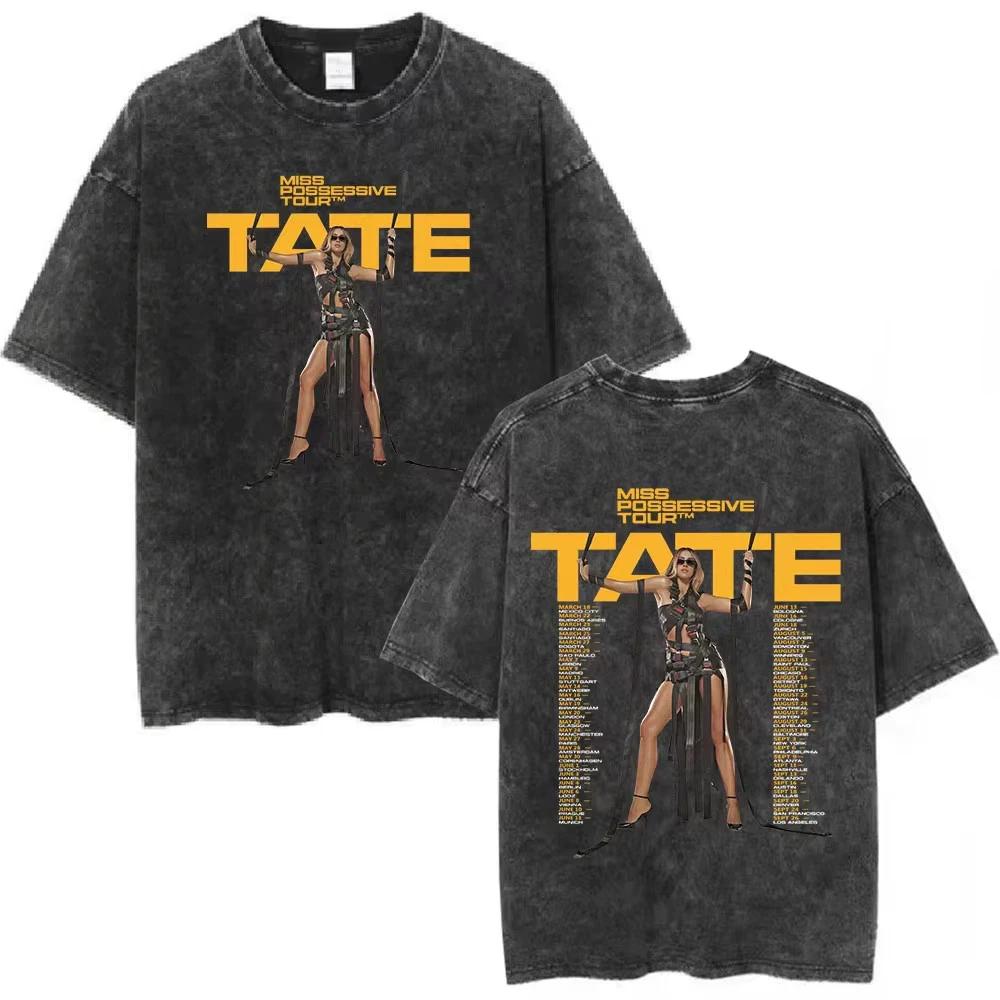 Tate McRae Graphic T Shirt Washed Black Y2K Streetwear Unisex Tee S-XXL M