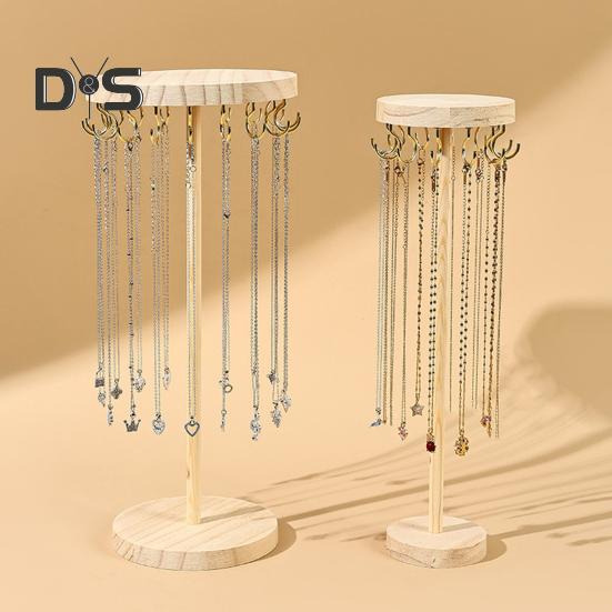 Stojan na náhrdelníky Organizér na šperky s háčky Dřevěná základna Organizér na čelenky Stojan pro vystavení pro dívky Náhrdelníky Náramky