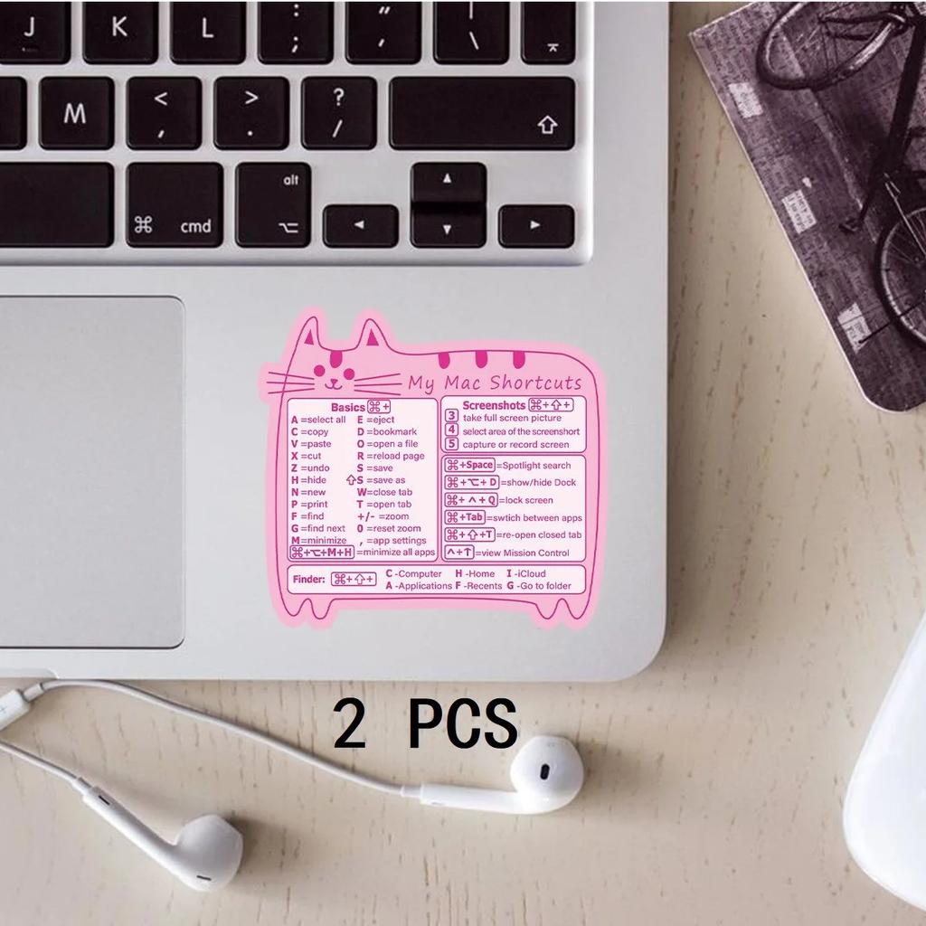 2Pcs Creative Windows Office Software Keyboard Shortcut Keys Tips English Stickers for Computers Laptops Office Worker Supplies