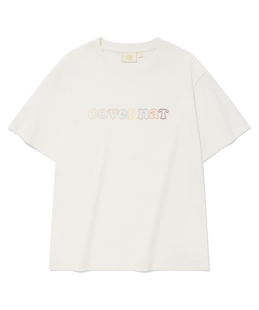 COVERNAT WOMAN Cool Cotton Rainbow Copper Logo T-Shirt White
