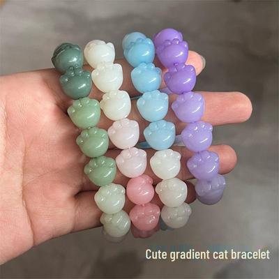 Adorable Chubby Gradient Kitten Claw Beaded Bracelet - 2025 Trendy Style for Women and Students