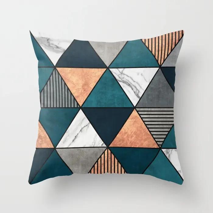 Juste De Coussin Géométrique Pour La Décoration Intérieure, Ferme, Oreiller De Canapé, Bois Créatif, Taie D'oreiller En Marbre Mars, Mode