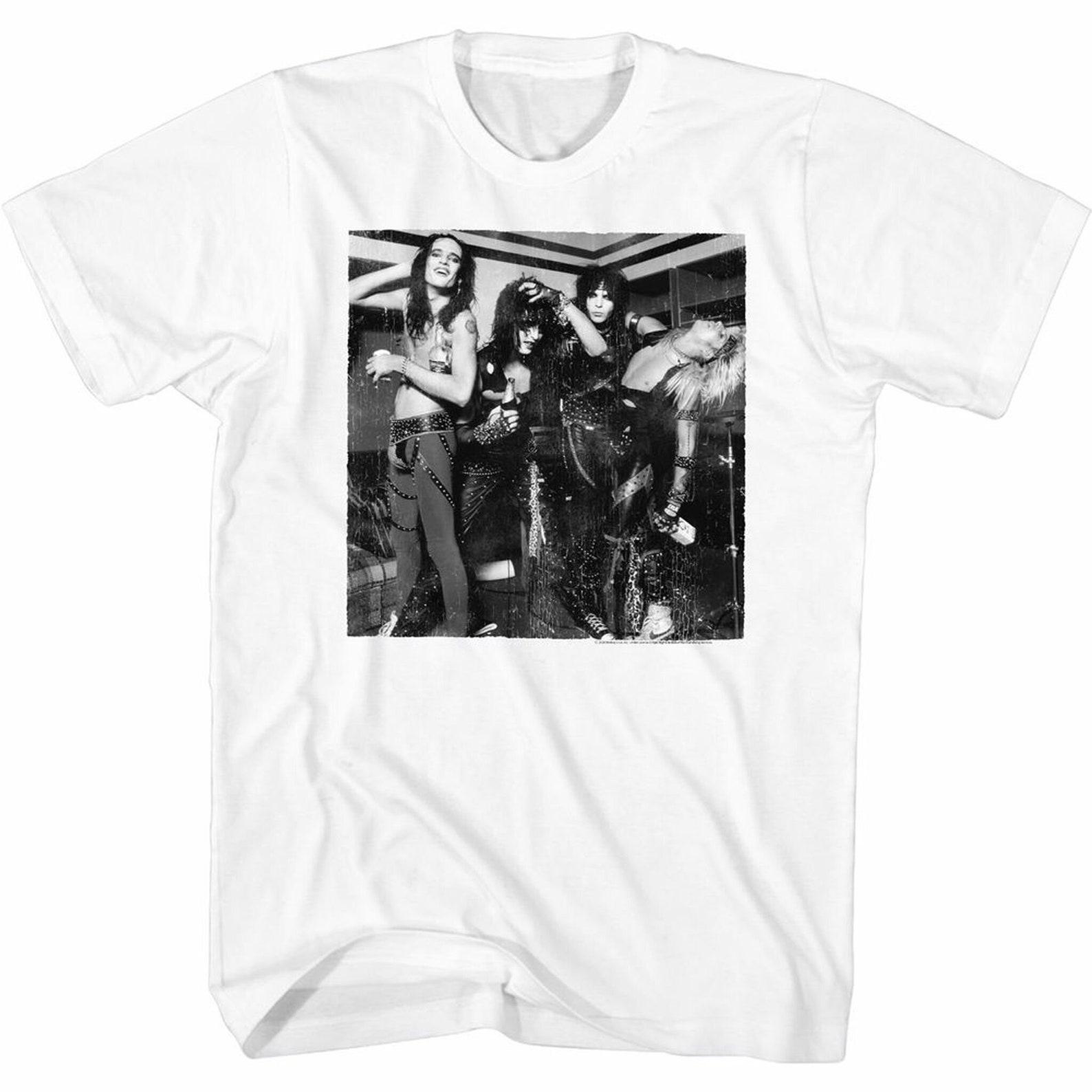 Motley Crue B&W Band Pic White Adult T-Shirt 2XL