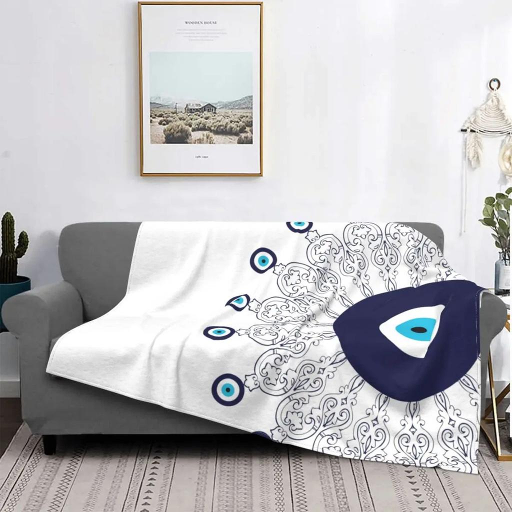 Bohemian blue eyes Printed Blanket for Sofa Bed Travel Camping Living Room Office Conditioning Blanket for All Seasons Gifts