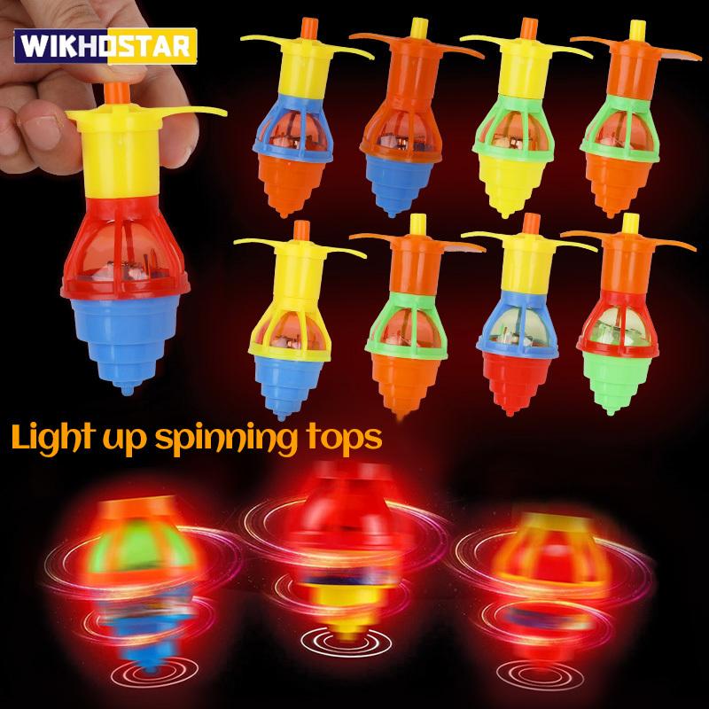 5/10pcs LED Light Up Spinning Tops Glow Rotating Gyro Kids Birthday Party Favors Pinata Filler Toys Boy Girl Christmas Gifts