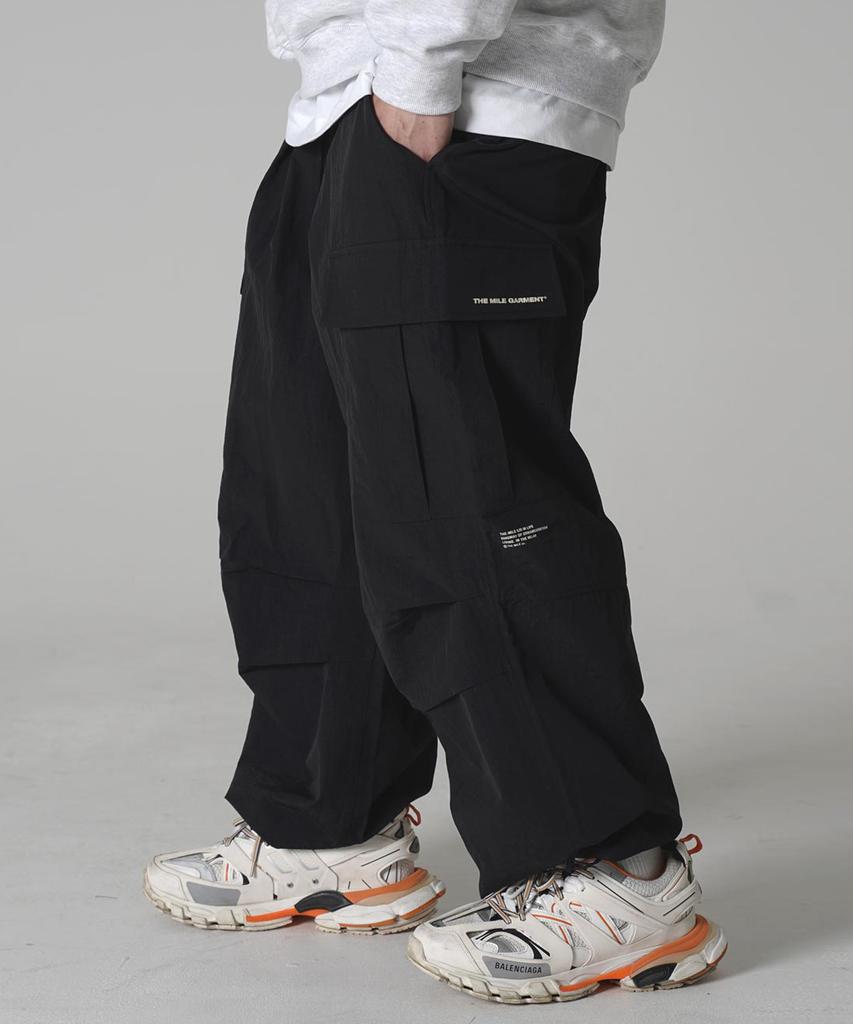 Deomail Ml Nylon Wide Balloon String Pants [Black]
