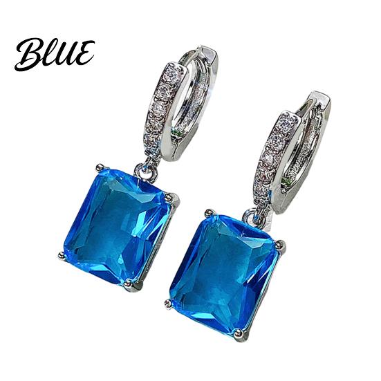 High-quality Zircon Earrings Large Dangling for Women Sparkling Cube-shaped Fashionable