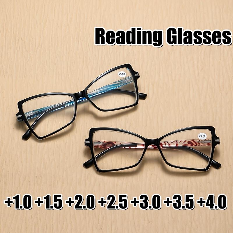 Women Man Anti Blue Light Reading Eyewear Retro Fashion Printed Presbyopia Eyeglasses Large Frame Cat Eye Reading Glasses