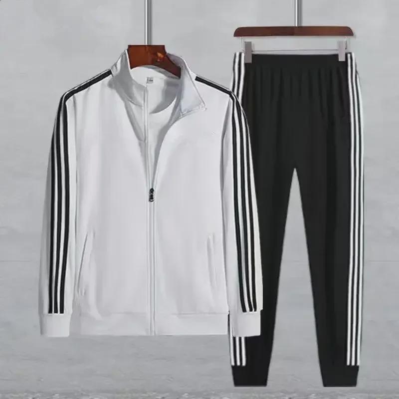 Men's and Women's Slim-Fit Sportswear: Stand-up Collar Running Suits, Versatile Two-Piece Sets for Spring and Autumn, Ideal for Couples.