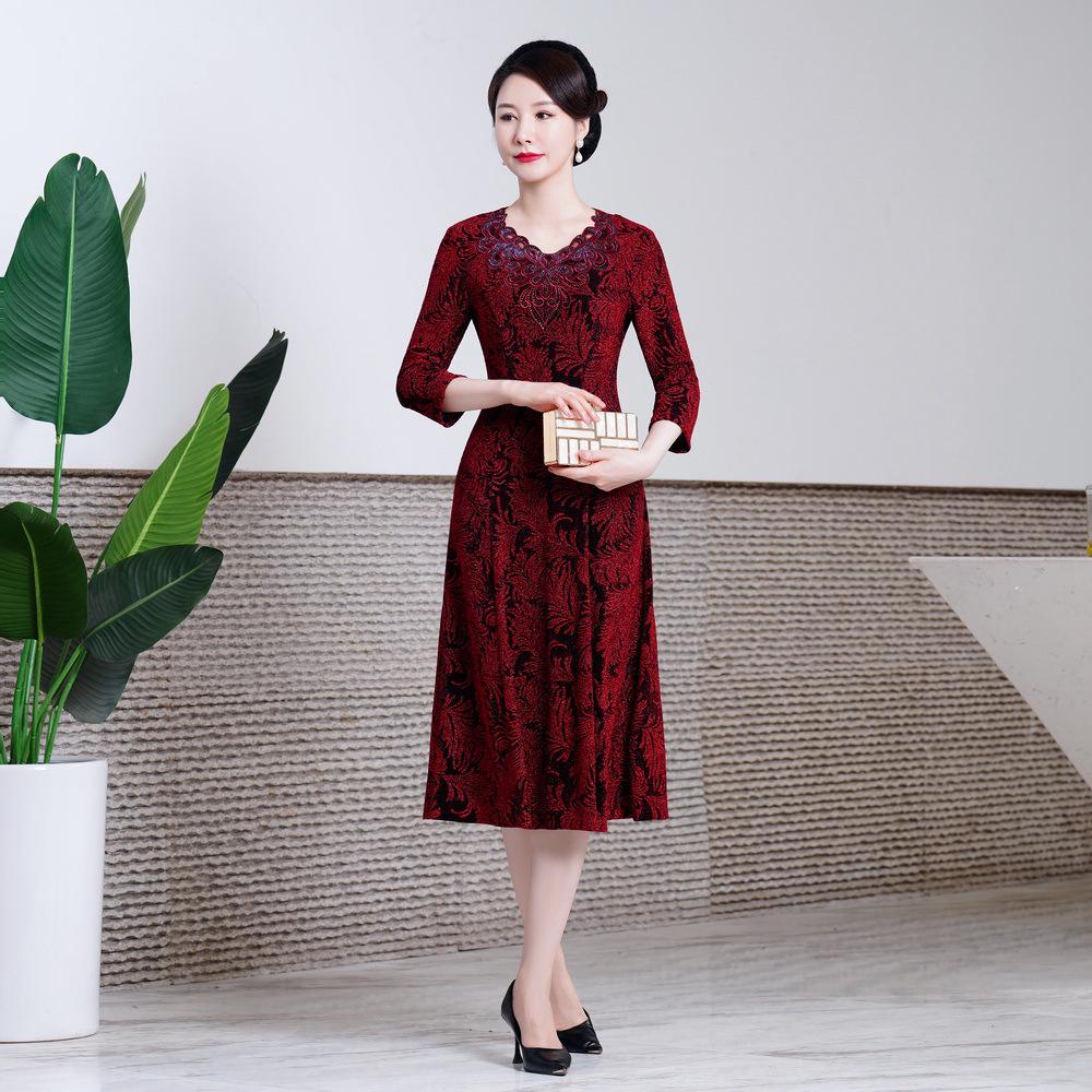 

Hong Yun Xiu Autumn Dresses for Middle-aged and Elderly Women - Plus Size Wedding Toast & Daily Wear 6XL