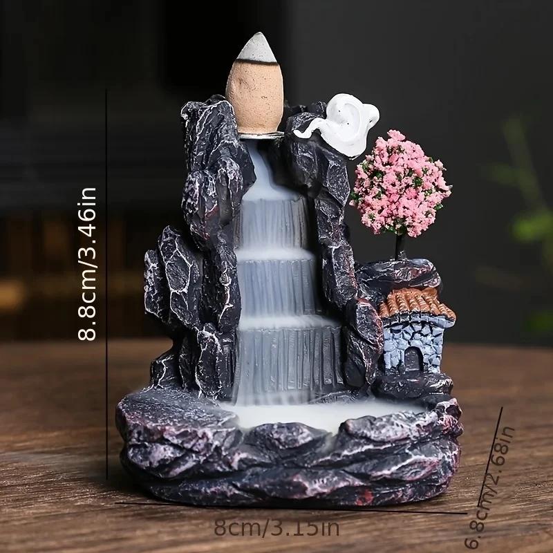Creative Smoke Backflow Incense Cone Holder Waterfall Incense Burner Home Indoor Decor Aromatherapy Ornament,Good for Yoga
