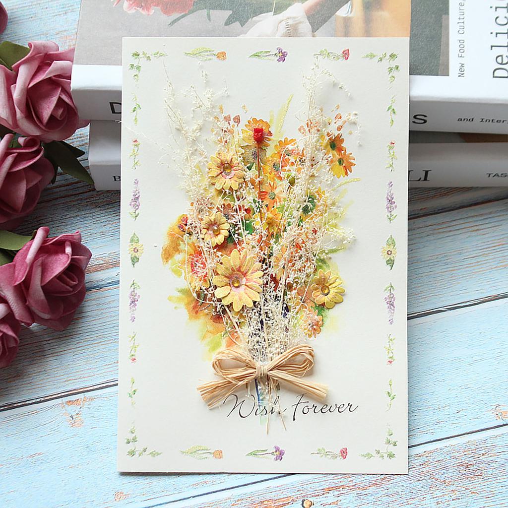 Mother's Day Carnation Dried Flower Greeting Card Mother's Day Birthday Card 2PC