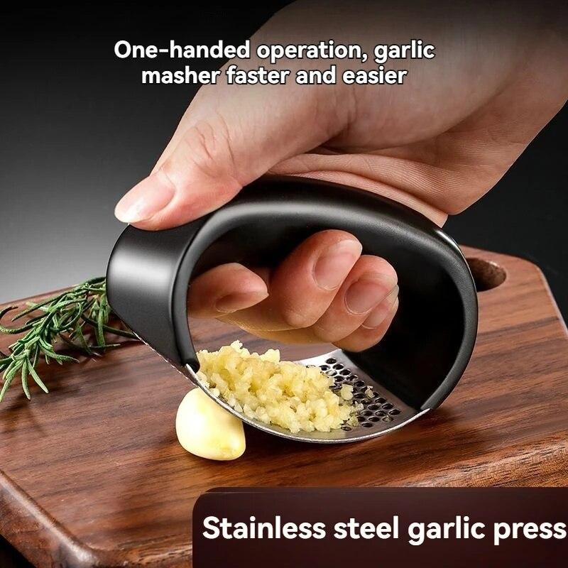 

Garlic Press Garlic Pounder Easy To Clean And Quick To Mash Household Manual Ring Stainless Steel Garlic Press Kitchen Tools чёрный