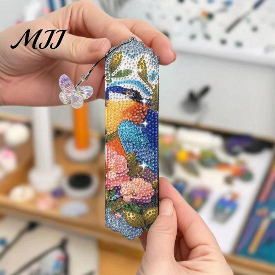 DIY Craft Kits for Adults Faux Diamond Art Bookmark Kit, Halloween Book Marker Bookmarks Animal Bird Page Crafting Kit Adults, Handmade Gift Supplies