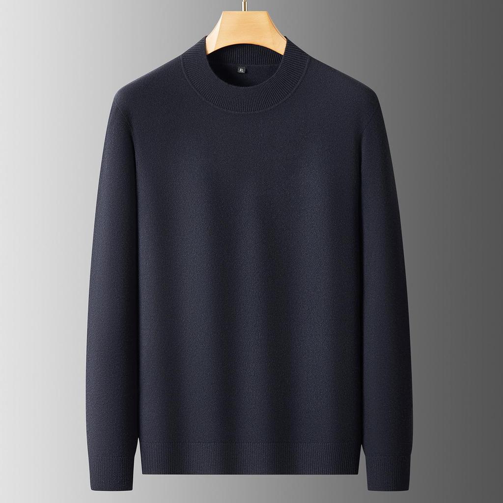 2025 Men's Casual Plus Size Round Neck Knit Sweater - Loose, Warm, Autumn/Winter Edition.