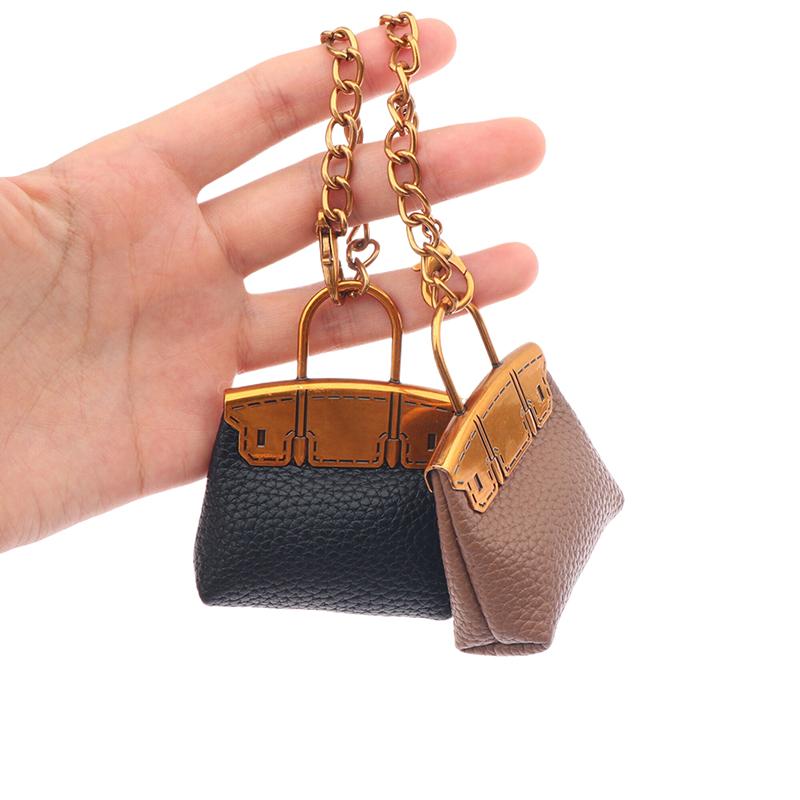 Fashion Pu Small Bag Keychain Simple Keyring Women Bag Charm Handbag Hanging Pendant Diy Accessories Girl Gifts