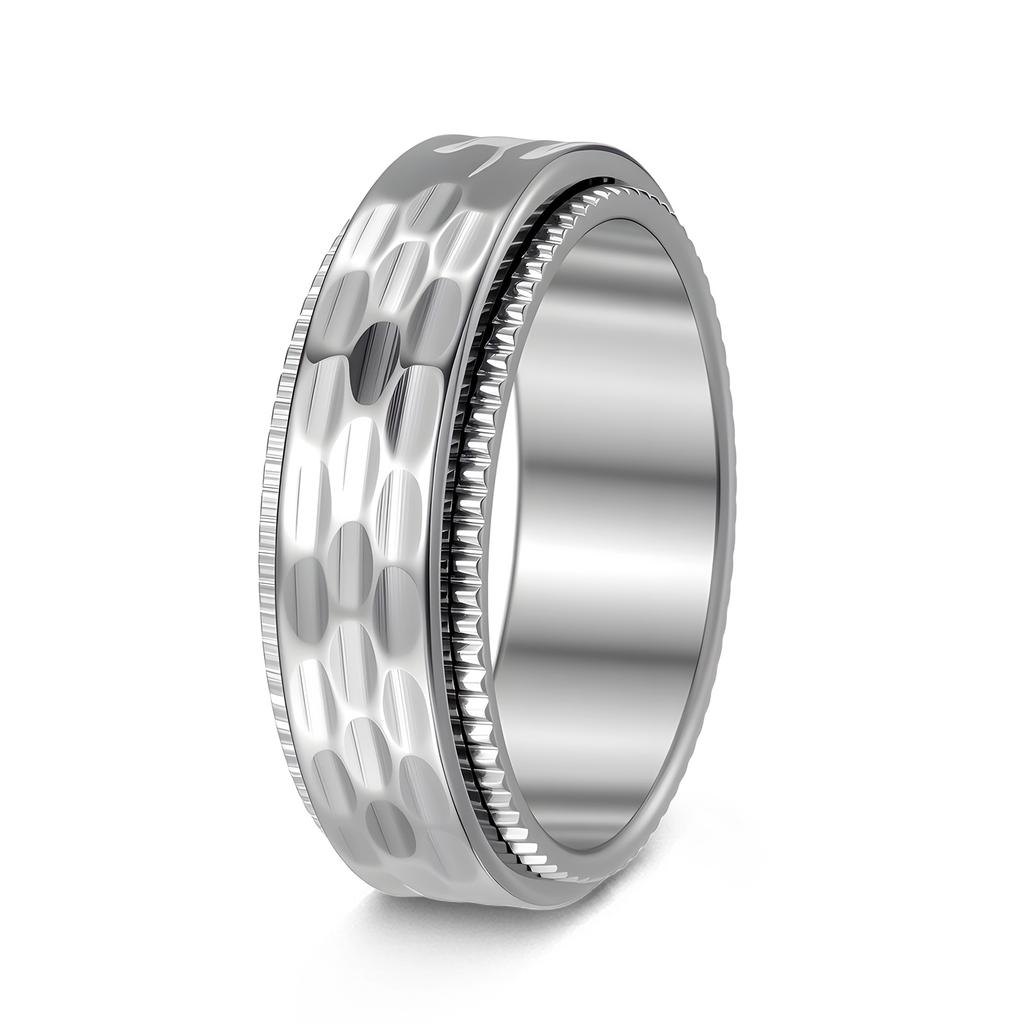 Bague Style Punk Personnalité en Acier Titane Plaqué Vide à Maille Motif 8mm Rotative