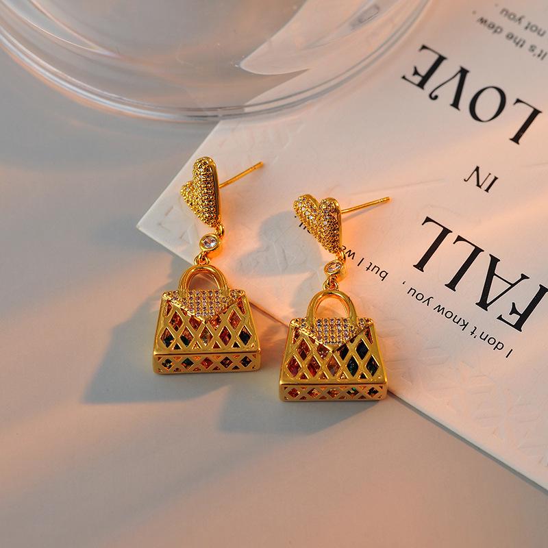 2024 Trendy Silver Needle Earrings: European-American Style, Color Diamond Studs, Exaggerated Design for Women