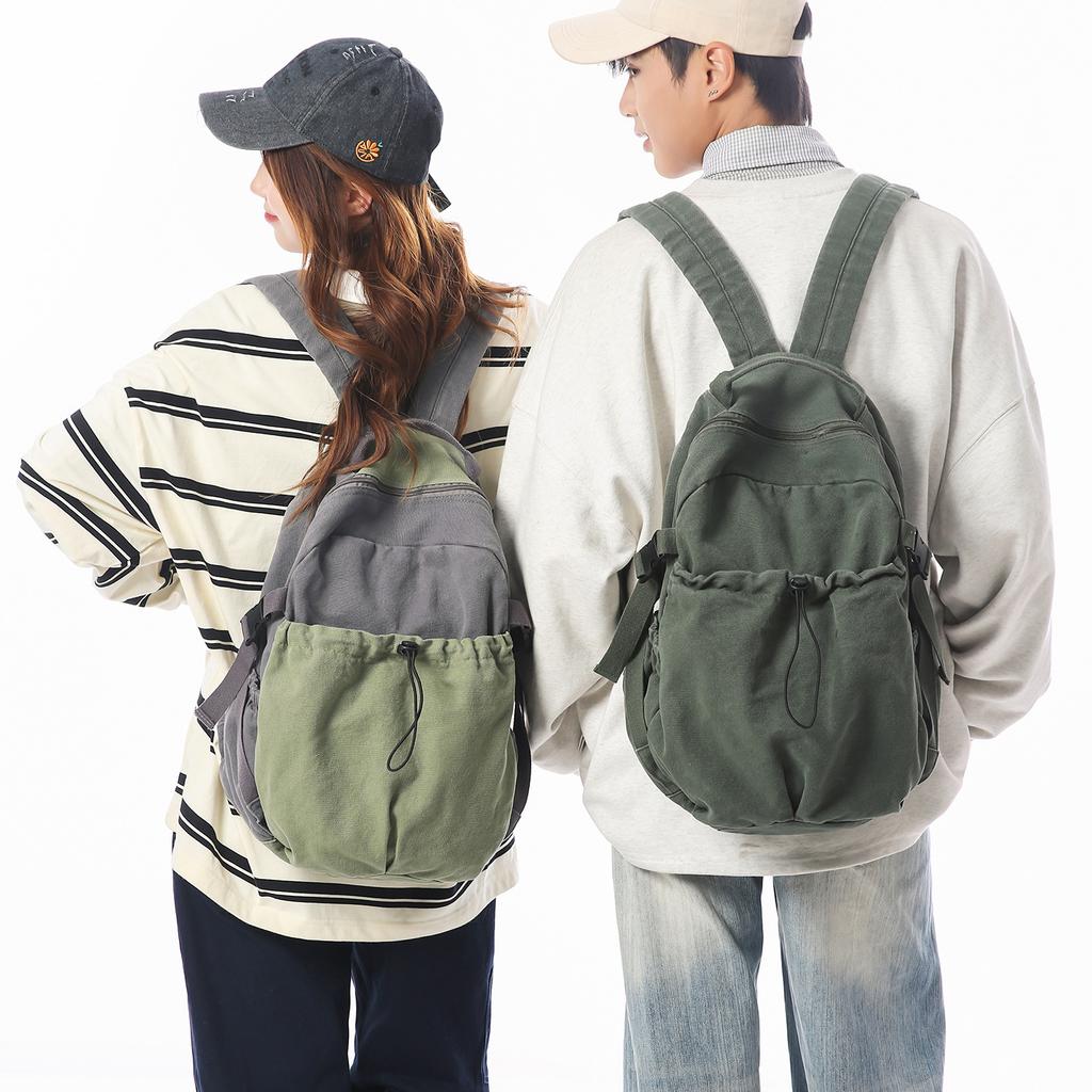 Lässiger einfacher gewaschener Canvas-Rucksack Herren Mittelschule Oberschule Schüler Schultasche Freizeit Trend Reiserucksack Damen