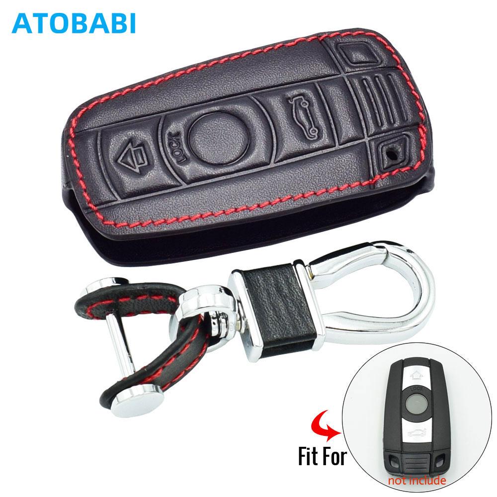 Leather Car Key Case For Bmw 1 3 5 6 Series E60 E61 E70 E81 E87 E90 E91 E92 320 X1 X5 X6 Z4 Smart Remote Control Protector Cover