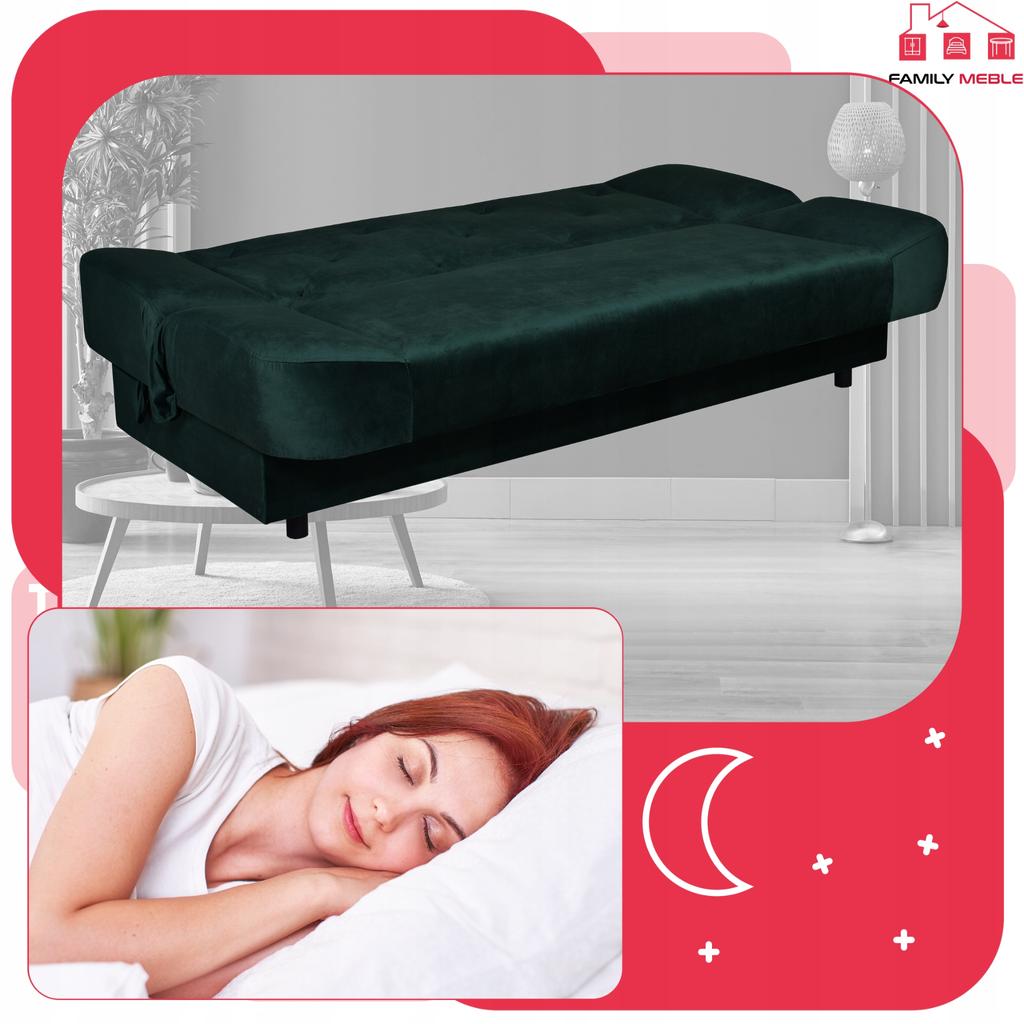 Kanapa sofa Sara Karo rozkładana wersalka spania bonell łóżko Family meble