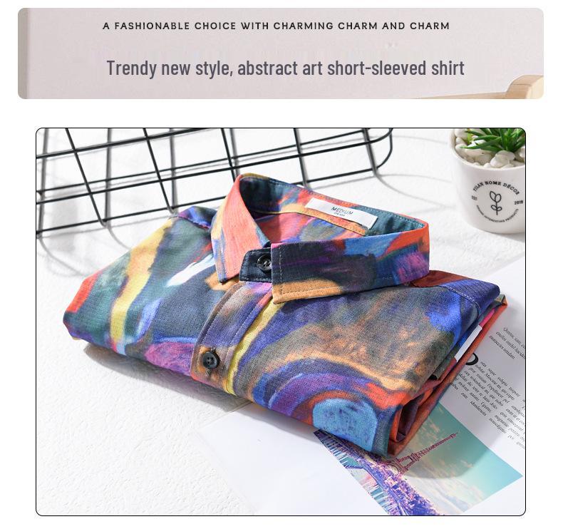 Men's Trendy Design Print Short Sleeve Beach Shirt - Comfortable, Breathable, Youth Casual Style