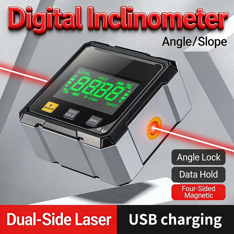 Accurate Measurement Level Four Sided Magnetic Suction Double-Sided Laser Tilt Angle Box Small Electronic Angle Ruler For Slope