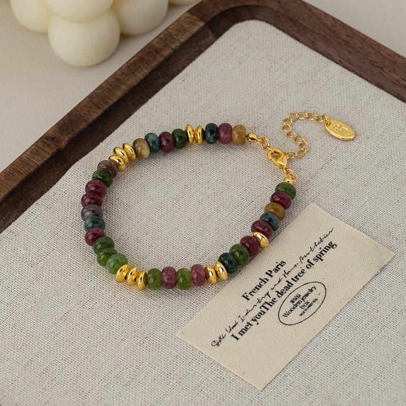 Vintage Tourmaline Bead Abacus Pendant Necklace Handmade Boho Chic Multicolor Statement Jewelry Women Men Bracelet