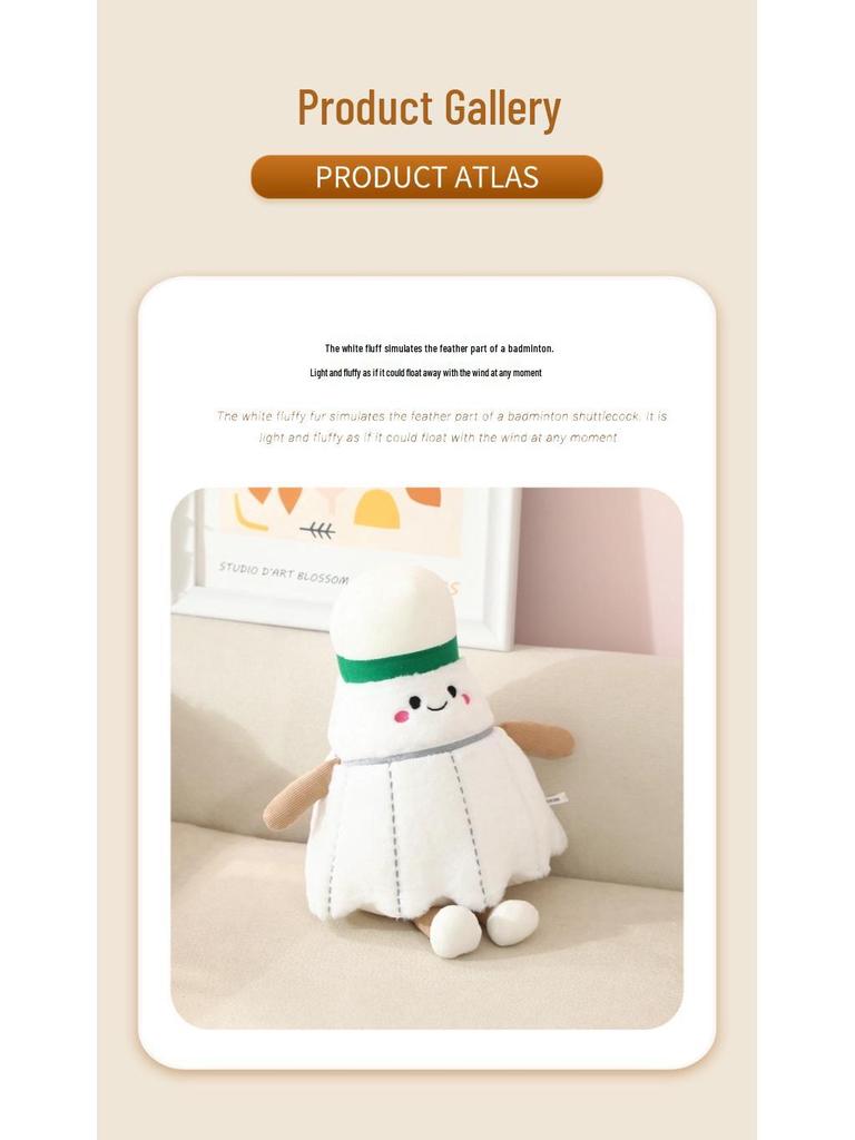 Cartoon Sports Ball Plush Toy: Tennis, Badminton, Basketball Gift Doll for Kids & Boyfriend