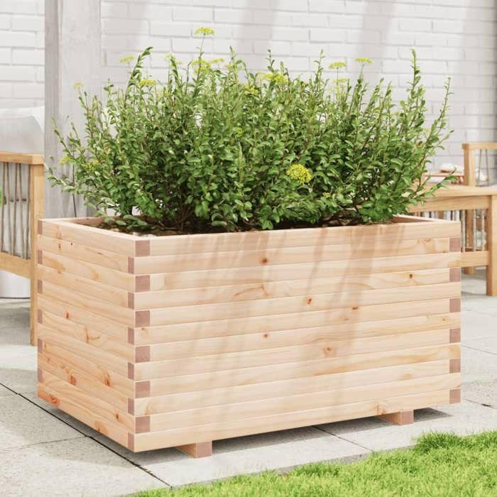 VidaXL Jardinière 90x60x49,5 cm bois de pin massif, jardinière d'extérieur, bac à fleurs, boîte à plantes, jardinière de 847383