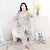 Cotton and silk pajamas women's spring and summer short-sleeved large-size suit spring and autumn thin cartoon printed loungewear