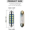 12V 36MM Festoon 6418 DE3423 DE3425 6000K White Extra Bright LED Bulbs For Car Interior Lights License Plate Map Dome Trunk Door Courtesy Light 8-SMD