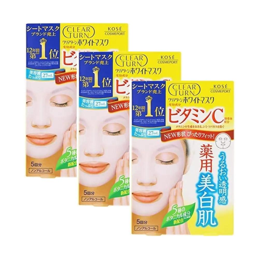 KOSE Clear Turn White Mask Pack Vitamin C 5 Sheets (3 Packs)