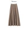 Women's 100% Pure Cashmere High Waist Long Skirt - Solid Color, Elastic Drape, Plush for Autumn/Winter