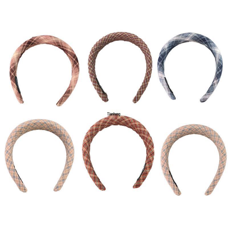 Korean Retro Plaid Headband - Women's 2025 Light Luxury, Versatile, High Skull Comfort