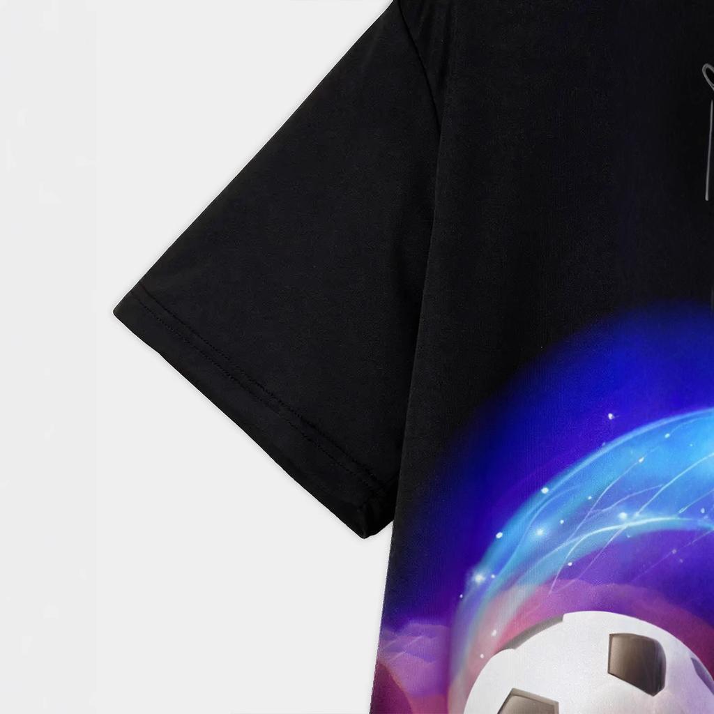 Kids T-shirts Summer Boys' Short Sleeved T-shirt 3D Printed Illusion, Cartoon Sports Football Top for Middle Aged Children Tees