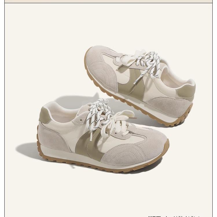 Ruoji 2025 new color matching German training shoes women's platform comfortable jogging sports casual shoes versatile waffle Forrest Gump shoes