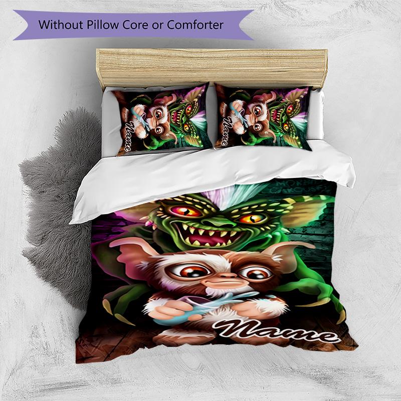3pcs Gremlin1 Cover Set - Personalized Name, HD Printed Bedding with 1 Cover and 2 Pillowcases - Perfect for Home Decor, Easy Care
