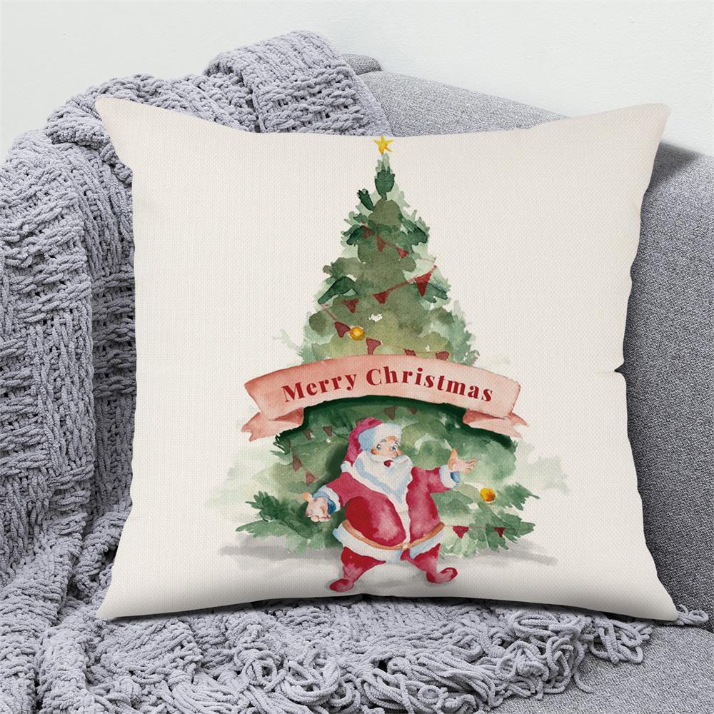 Crăciun Pom de Crăciun Fericit Cadou Husă de pernă imprimată Acasă Sufragerie Decorație Canapea Husă de pernă pătrată din poliester