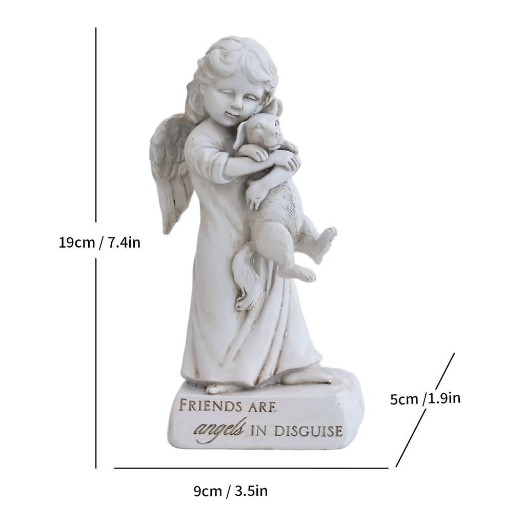 Elegante statua di angelo, scultura in resina realizzata a mano con ali, ideale per decorare la casa, il giardino, l'altare della chiesa, come regalo o ricordo commemorativo.