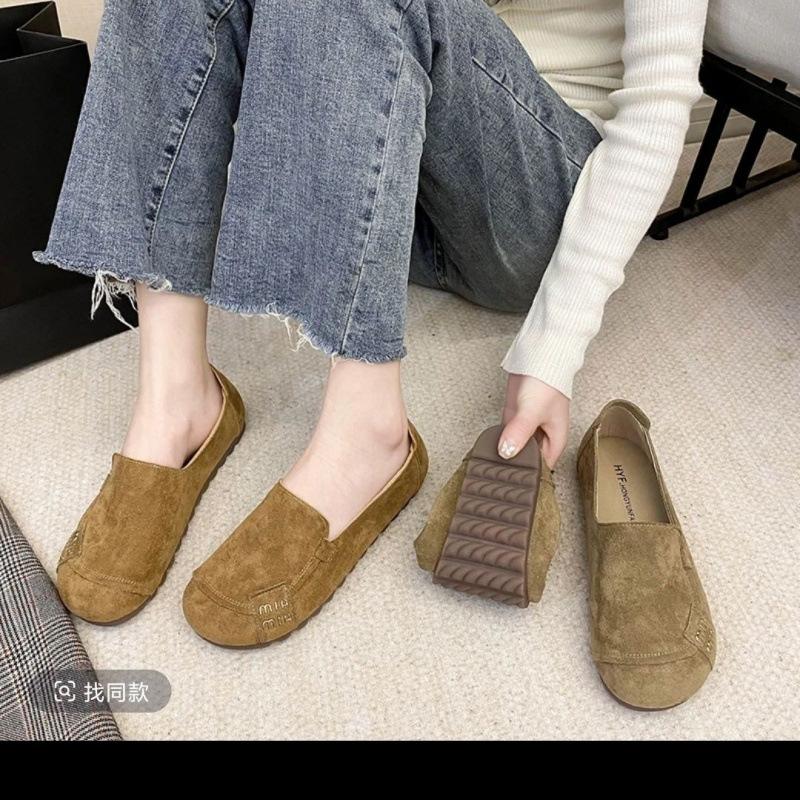 Flat-soled Doudou Shoes 2025 New Matte Non-slip Casual Non-slip Soft-soled Single Shoes Women's One-pedal Mother Work Shoes