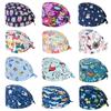 new Cotton Section for Man and woman Scrubs Caps Hospital Medical Hats Black Printing Elastic Tieback Design and Pet Medical Hat