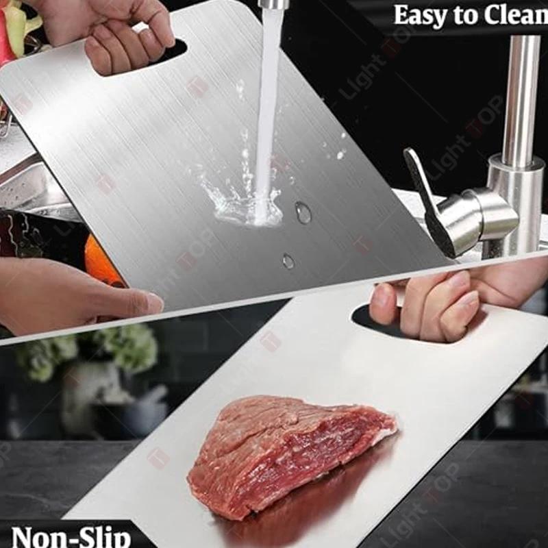 Stainless Steel Cutting Boards Multi-Purpose Double Sided Chopping Boards for Cutting Meat Fruit and Vegetable Food Grade Board