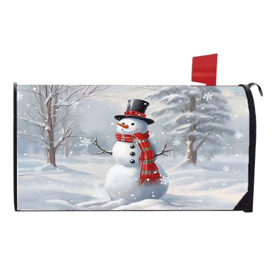 Winter Magnetic Mailbox Cover Standard Size 18 X 21in Merry Christmas Mailbox Wraps Cover Holiday Post Letter Box Cover for Outdoor Garden Yard Decor