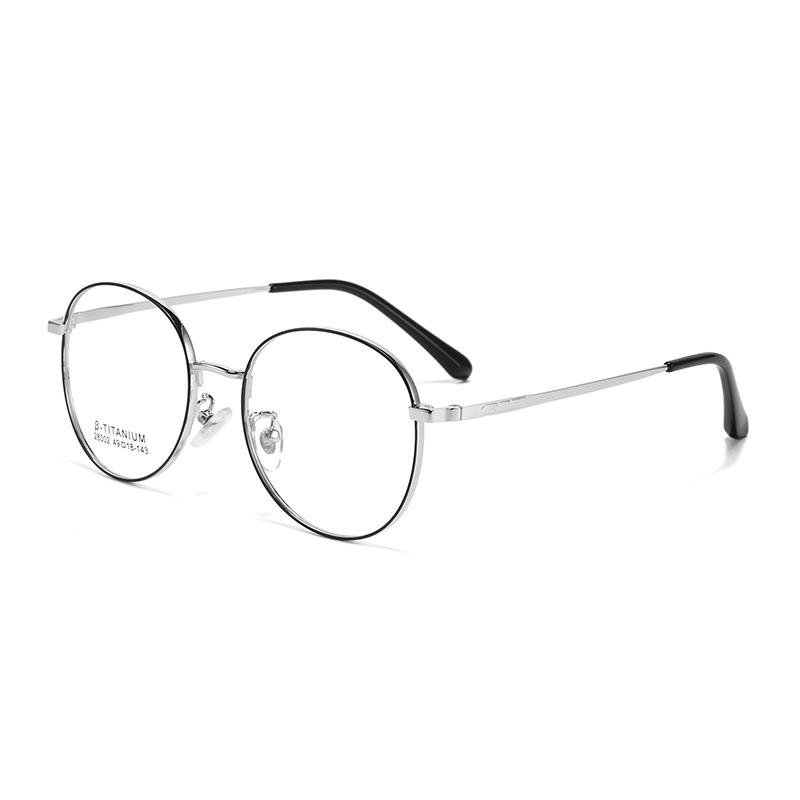 Ultra-Light Non-Magnetic Titanium Round Retro Glasses Frame for Myopia Lenses - Two-Color Versatile Design