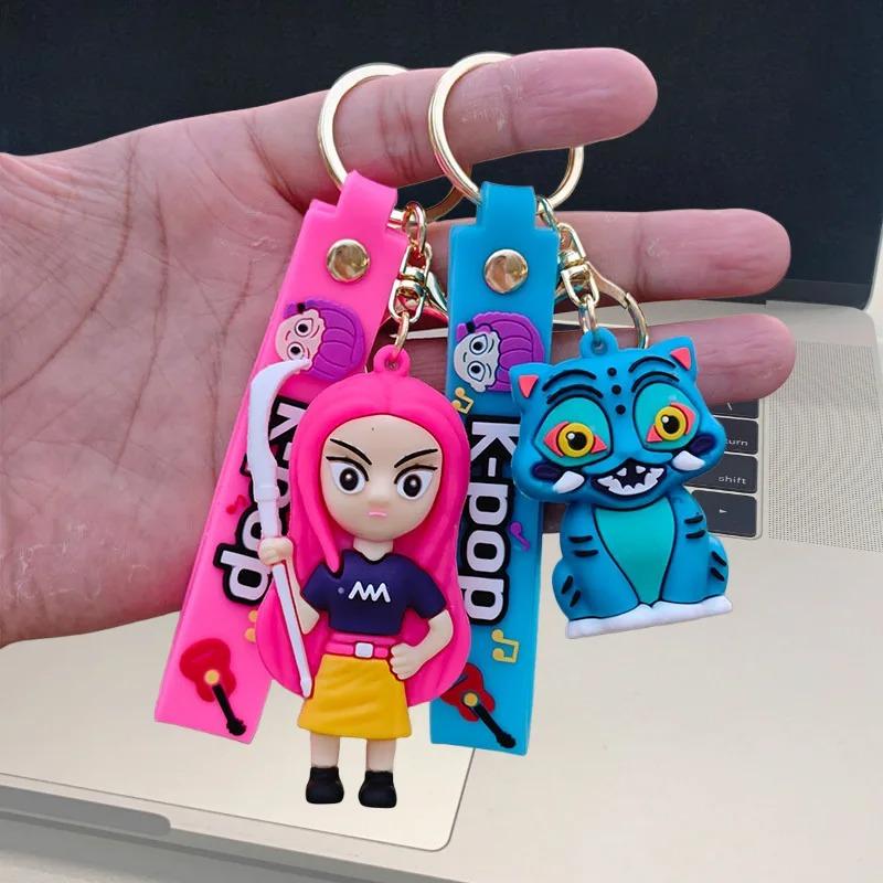 New KPOP Demon Hunters Little Tiger Keychain Pendant Cartoon Anime Monster Hunt Girl Key Ring Bag Hanging Decoration Gift