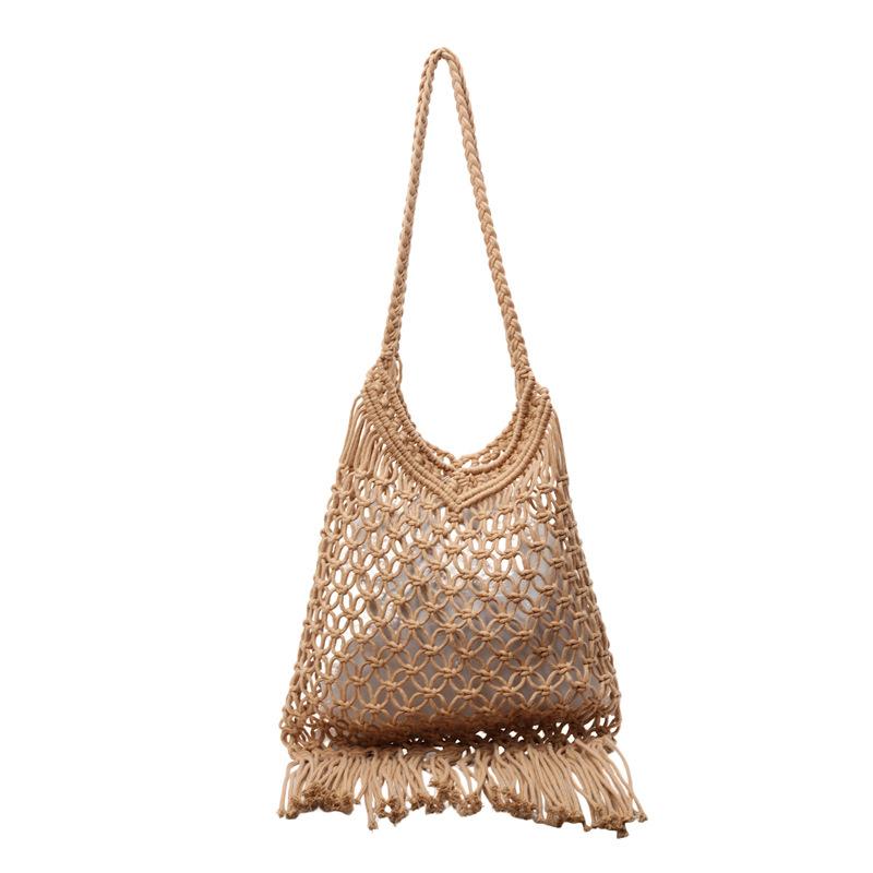 Bohemian Tassel Hollow Woven Bag Women's New Large-capacity Seaside Vacation Wind Tote Bag
