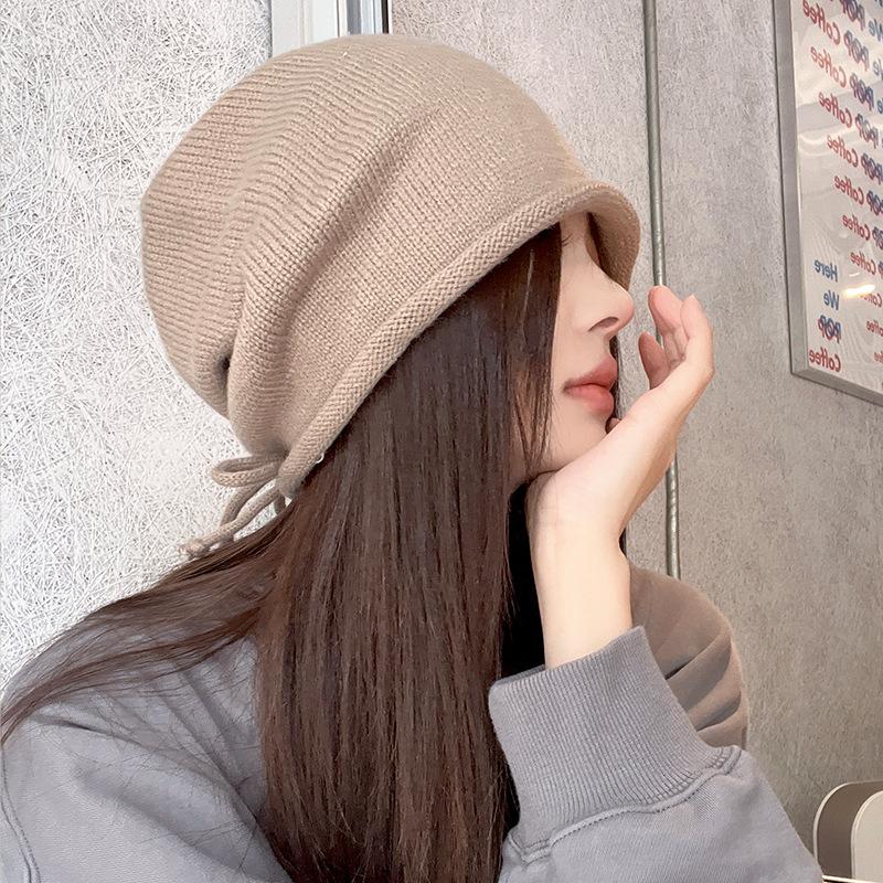 Girls Drawstring Lazy Wind Stack Hat Children Autumn and Winter Fashion New Cold Hat